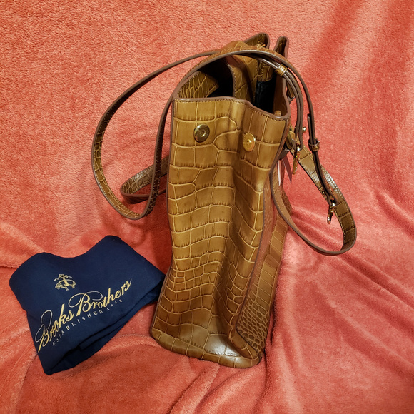 NWT Brooks Brothers Leather Croco Tote Shopper - Picture 8 of 8